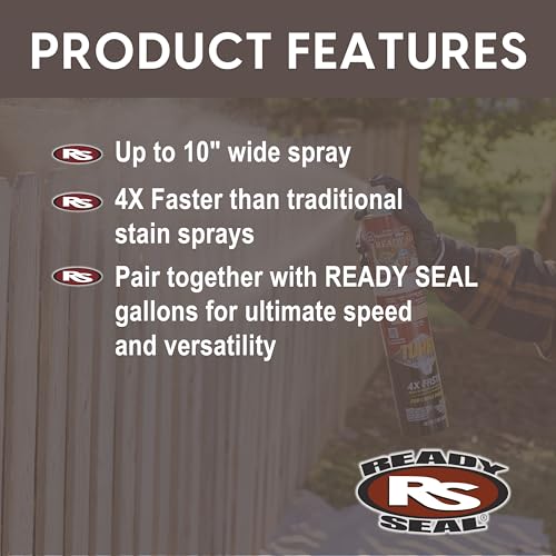 Image of Ready Seal Exterior Wood Stain | Turbo Spray System | Professional Grade Oil-Based Stain and Sealer in One | Ideal for Decks, Fences, Pergolas, Wood Siding & More | 24 Ounce | Redwood