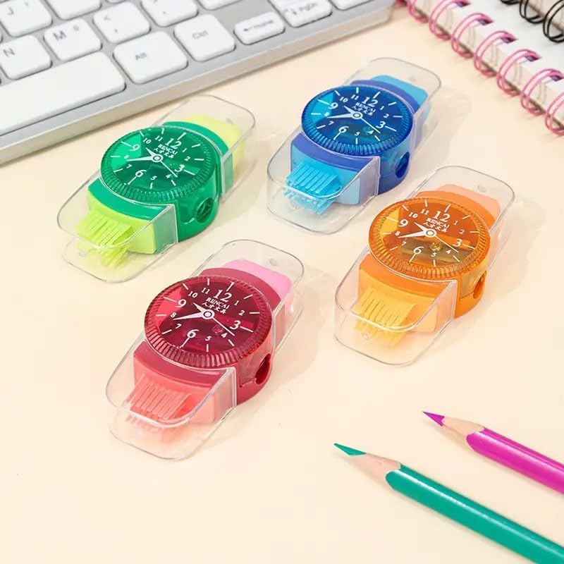 4Pcs Unique Watch-Shaped 3-in-1 Multifunctional Sharpener for Art Supplies Stationery Lovers image 5