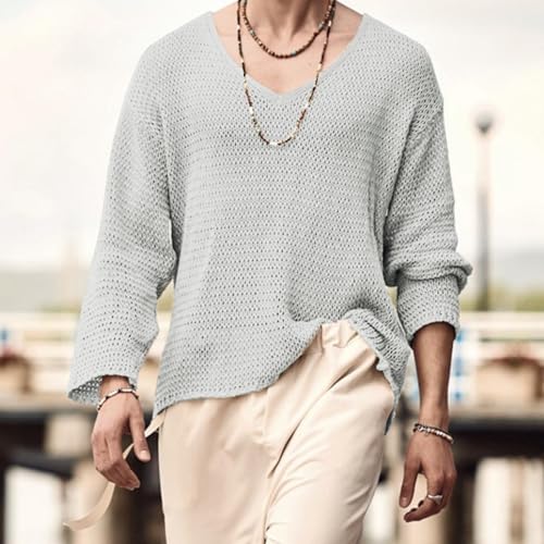Men's Knitted Long Sleeve Sweater Casual Style Comfortable Round Neck Loose Fit Top for Autumn and Winter Fashion3