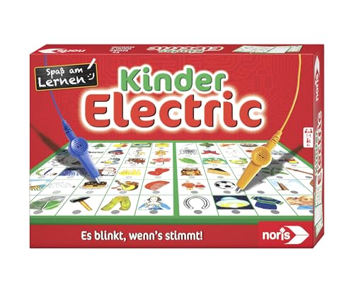 Noris Kinder Electric Lernspiel ab 4 Jahren – klassisches Zuordnungsspiel mit Lichtfunktion – was passt zusammen – blinkt bei richtiger Antwort – pädagogisches Spiel für Kinder Jungen Mädchen