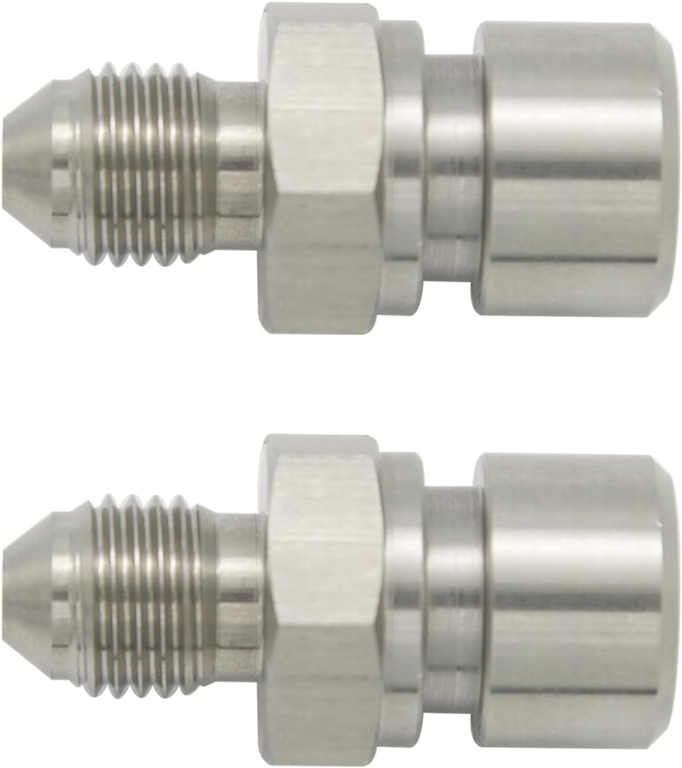 3AN Male to M10x1.0 Metric Inverted Flare Female Adapter Fitting for 3/16" Brake Line, Stainless Steel, 2 PCS