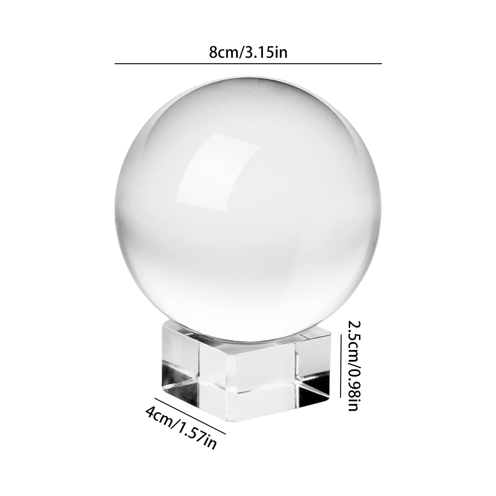 Sfera di vetro K9, 80 mm, sfera di cristallo trasparente, per fotografia, sfera di cristallo trasparente, con base rotonda in legno, per accessori fotografici, pallina da divinazione, regalo per