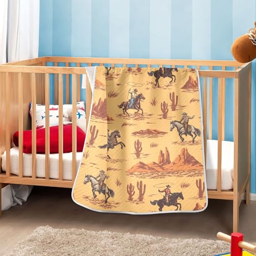 Image of Western Cowboy American Baby Blankets Soft Warm Crib Stroller Blanket for Toddler Newborn Girls Boys 30x40in