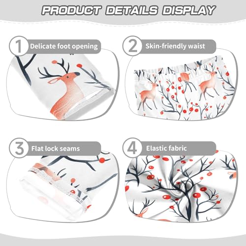 Christmas Pattern with Reindeer Kids Baby Girls Leggings Stretchy High Waisted Athleisure Pants Running3