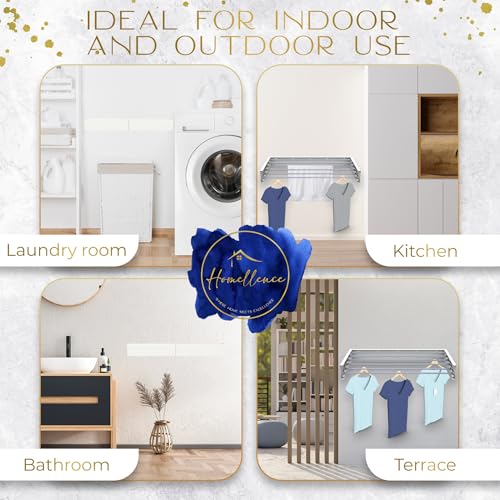 Homellence - Wall Mounted Clothes Drying Rack Retractable - Elegant Space Saving Wall Mounted Clothes Dryer Clothes Airer with 6 Rods for 6m of Hanging Line, 30kg Capacity (White, 100cm) - Image 7