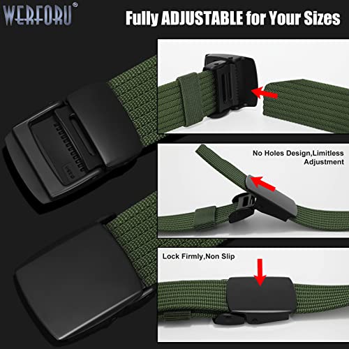WERFORU Men's Nylon Belt, Military Tactical Belts Breathable Webbing Canvas Belt with Metal Buckle4