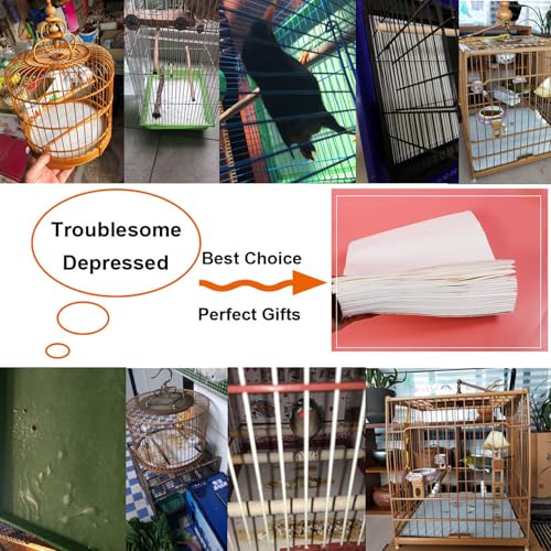 Image of QBLEEV Bird Cage Liner Paper, Extra Large Size Pre Cut Sheets for Birdcages, Precut Absorbent Disposable Non-Woven Cages Cushion Pad Mat Accessories, Square-200 Sheets, 16.5x24.0in