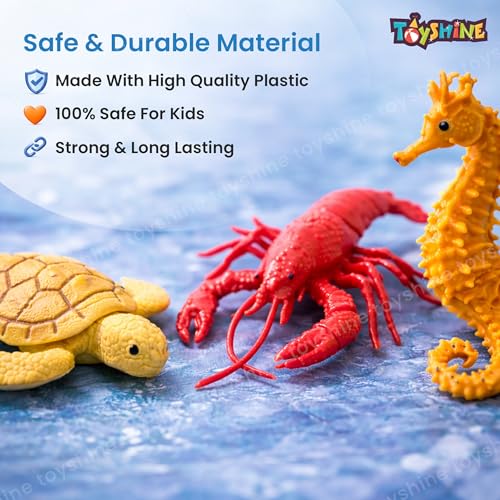 Image of Toyshine Pack of 11 (6 Animals, 5 Trees) Sea World Animals Toy Figure Playing Set for Kids