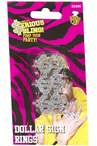 3 in 1 Dollar Rapper Ring, Silver Halloween, Red - Image 4