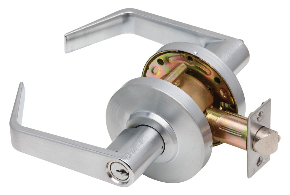 C2000-ENTR-R-605-KDC Regular Lever, Non Handed, Grade 2, KDC, Keyed Entry, Bright Brass