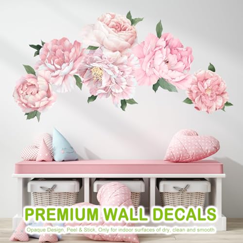 Vinilos Decorativos Florales Peonia Rosa Grande para Pared miniatura 4