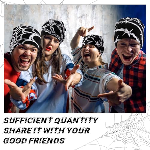 Image of Ramede 4 Pcs Y2k Beanie - Double Sided Graphic Beanies for Men and Women, Acrylic Knitted Y2k Hats Accessories