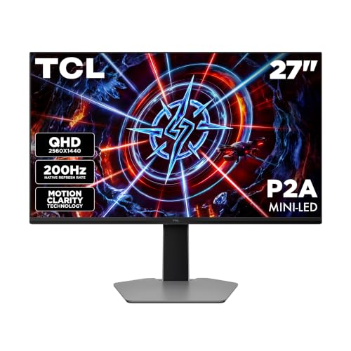 Image of TCL 27P2A 27 inch QHD Mini LED Gaming Monitor | 200Hz, 800 Nits Peak Brightness, 84 Dimming Zones, HDR600, Wide Color Gamut, 94% DCI-P3, CSOT HFS Panel, 0.3ms MPRT-Plus, Gray