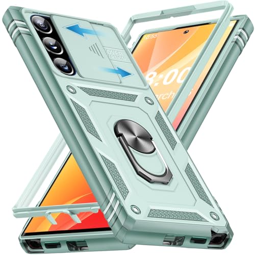 Giyer für Samsung Galaxy S24 Ultra Hülle, Handyhülle S24 Ultra 5G mit Kameraschutz 360° Metall Ring Ständer Stoßfest Bum...