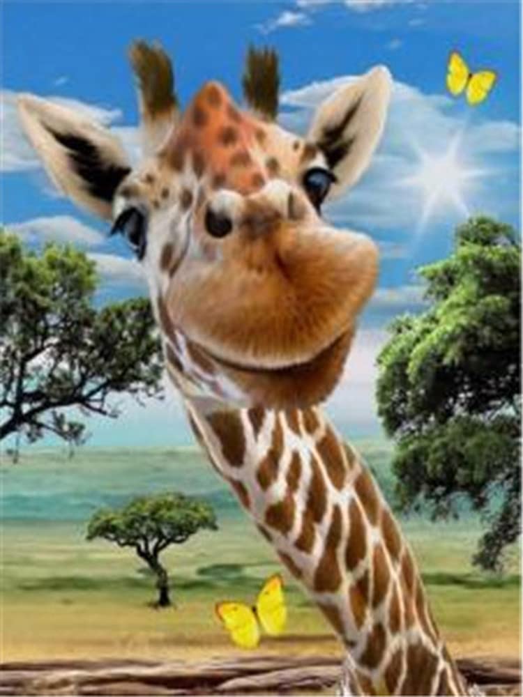 Pracht Creatives Hobby Diamond Painting Set, Picture with Giraffe Motif and Accessories, Size Approx. 33 x 44 cm, Craft Set for Painting with Rhinestones for Children from 5 Years