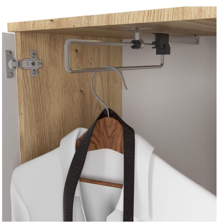 BDW ENTRO Armoire d'entrée avec Armoire à Glace, 95 x 183 x 35 cm, étagère à Chaussures, patères (chêne Artisanal/Blanc)
