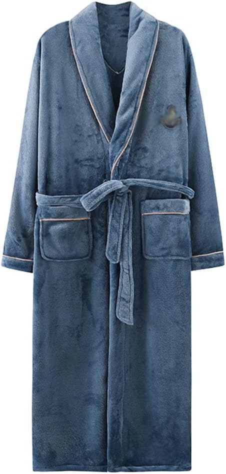 Flannel Pajamas Men's Thin Coral Velvet Warm Long Bathrobe Pajamas