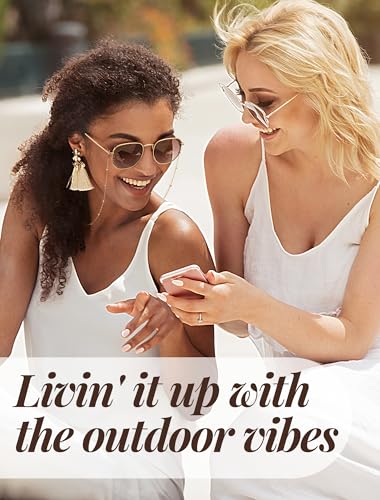 Veda Tinda Vision Sunglasses for Women Trendy Retro 70s 90s Womens Oval and Square Shades UV400 Protection with Glasses Chain3