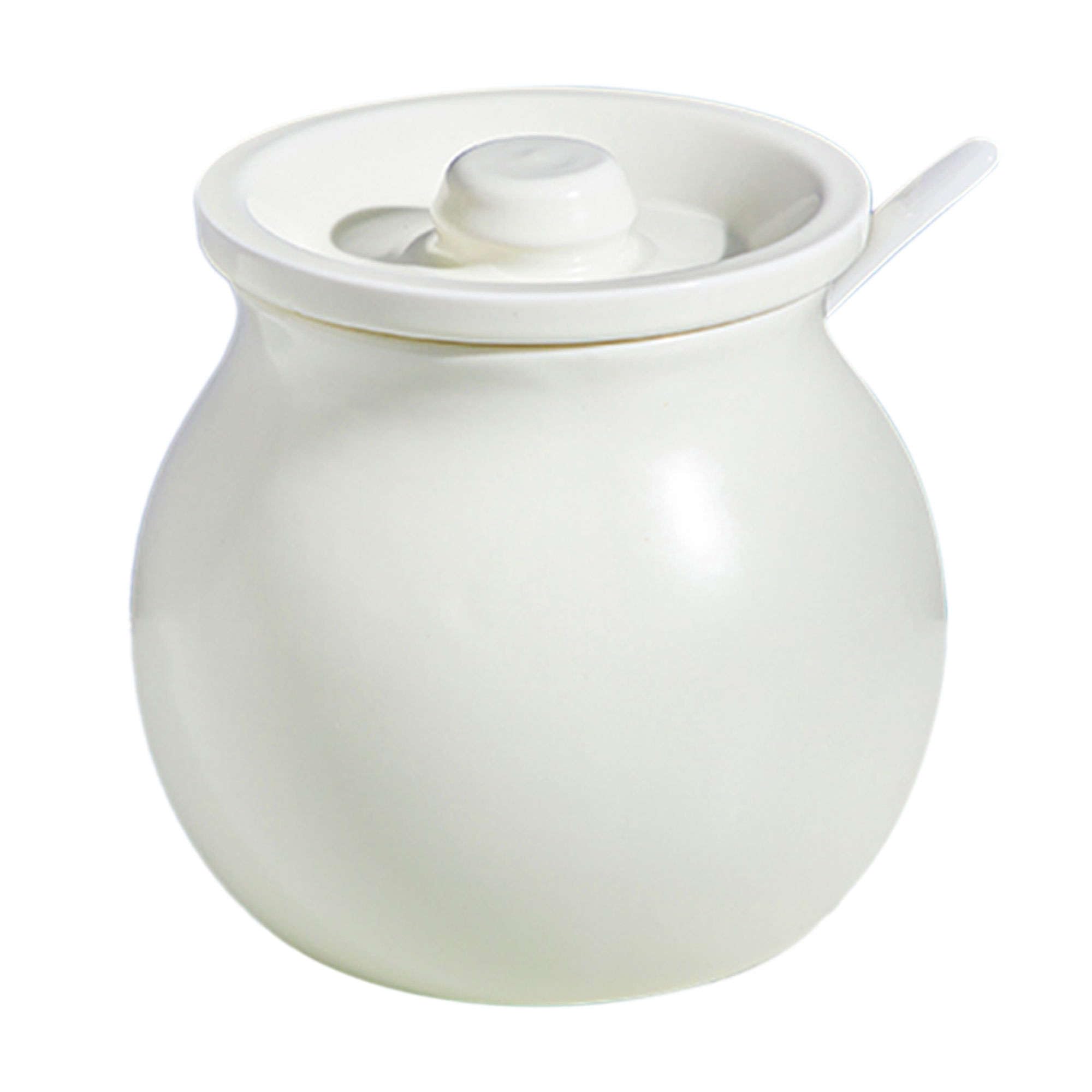 Zuccheriera in ceramica con coperchio e cucchiaio, zuccheriera in ceramica tinta unita con coperchio, zuccheriera in porcellana con cucchiaio, piccola saliera, for bar, ristorante-bianco-1200 ml (colo