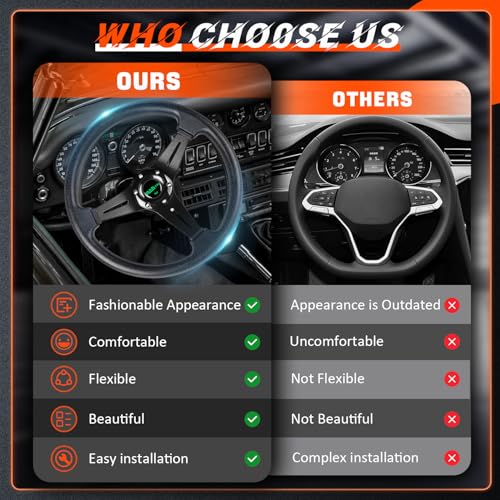 image for RASTP Universal Racing Steering Wheel 13.8”/350mm 6 Bolts Grip Vinyl