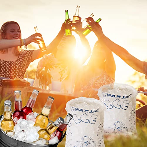 Ice Bags 8 lb with Drawstring, 50 Count Ice Bag for Ice Machine, Heavy-Duty Reusable Ice Cube Bags, Portable Storage and Freezer Keeper