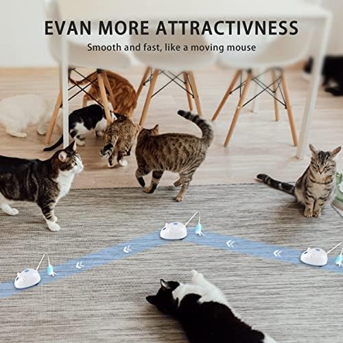 3 in1 Cat Toys, Interactive Cat Toys for Indoor Cats, Self Rotating Auto Moving Automated Cat Light Toy with Light and Feathers,USB Rechargeable Robotic Cat Moving Toys Pet Exercise Toys Kitten Toys