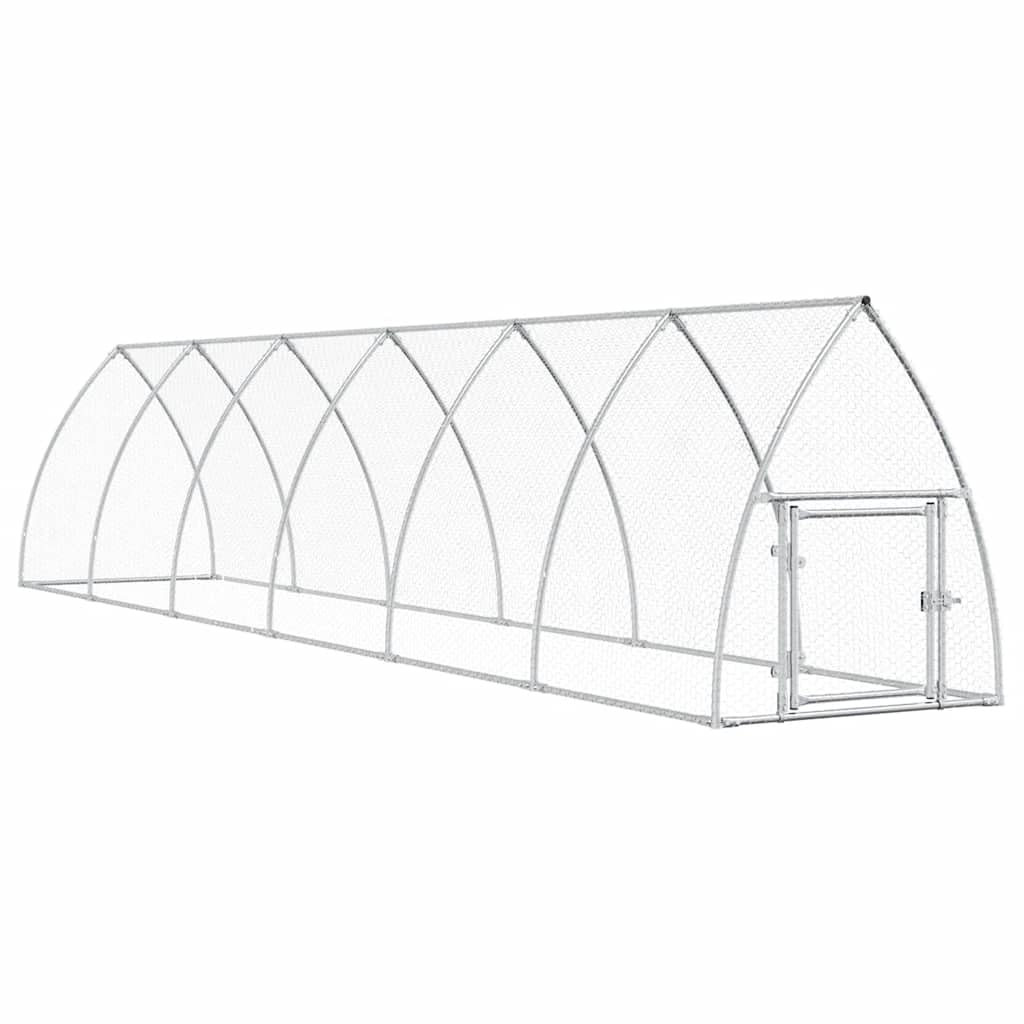vidaXL Jaula para Gallinas, Caseta para Pollos Patos Conejos, Recinto para Animales, Gallinero para Jardín Patio, Acero Galvanizado Plateado
