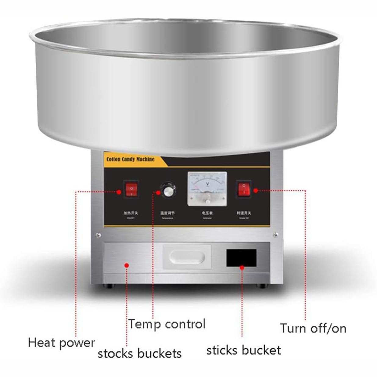 Máquina Eléctrica De Algodón De Azúcar 1200 W, Máquina Comercial De Algodón De Azúcar Para Montar Puestos, Máquina Para Hacer Algodón De Azúcar, Aperitivos Divertidos Para Cocinar Fiestas Silver