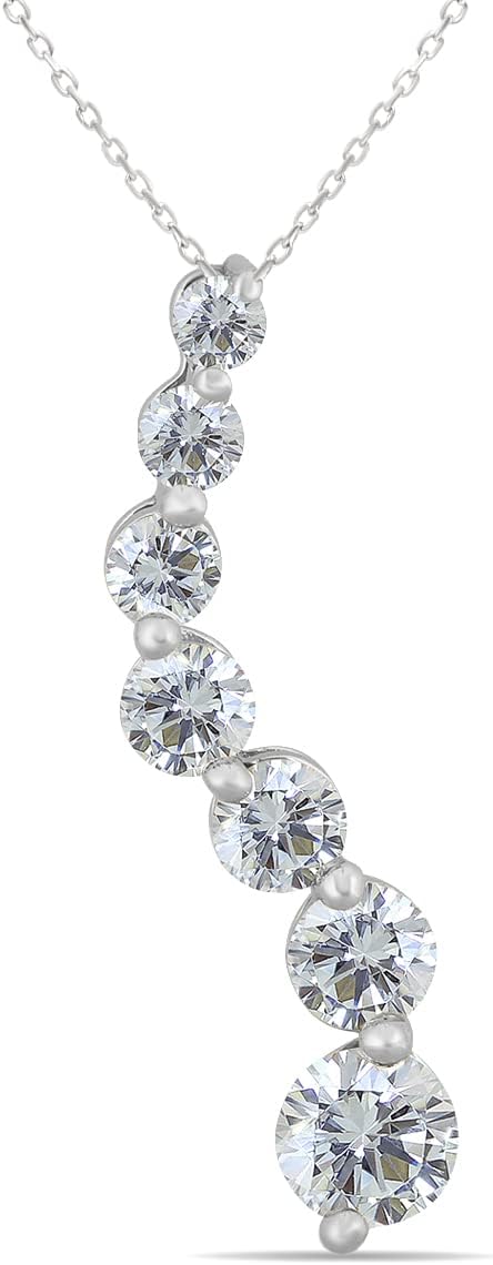 Certified Diamond Journey Pendant Available in 14K White and Yellow Gold (1/2 CTW - 1 CTW)