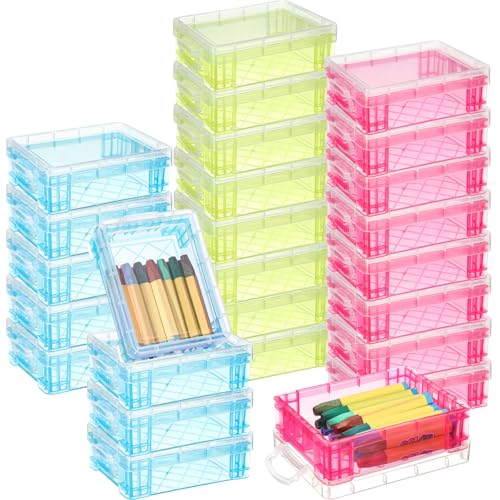 Image of Suzile 25 Pcs Plastic Crayon Boxes Bulk,Red, Blue, Green