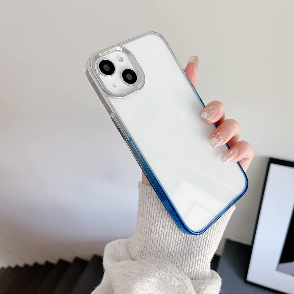 Coque iPhone X XS transparente luxe marine avec cadre dégradé chic - 8