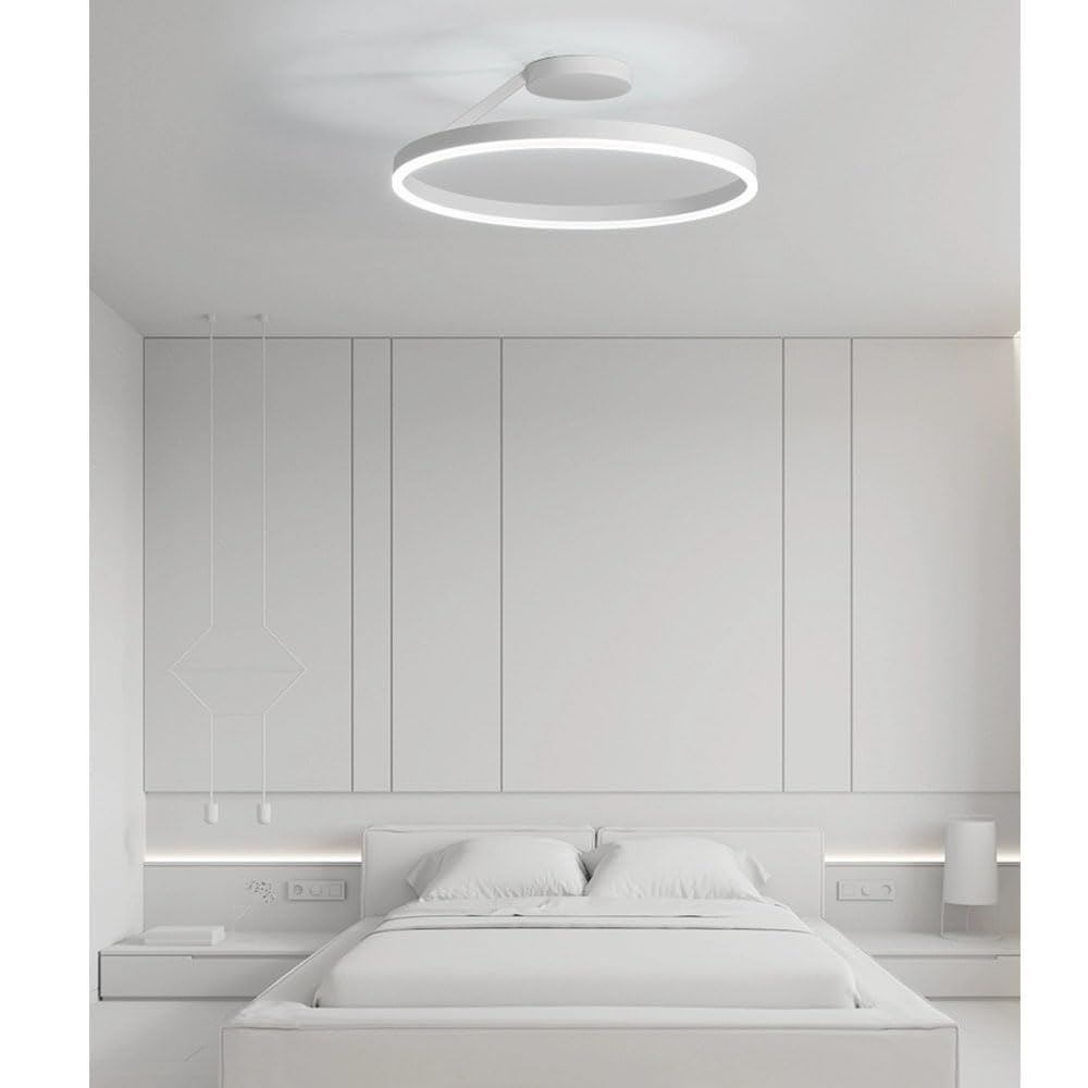 LIUYU Lámpara de Techo LED Plafón Moderno Redondo 40cm 24W Semiempotrada Regulable con Mando a Distancia Blanco para Salón Dormitorio Habitación
