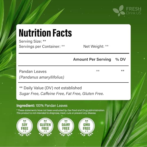Image of FreshDrinkUS, Premium 2oz Natural Pandan Leaves Dried, 100% Pure Dried Pandan Leaves, Pandan Leaf Tea, No Additives, No Caffeine, Vegan (2 oz Dried Leaves)