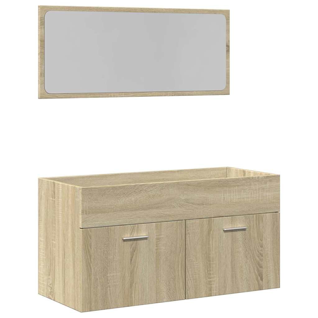 Juego de Muebles de Baño Madera Procesada Sonoma Roble