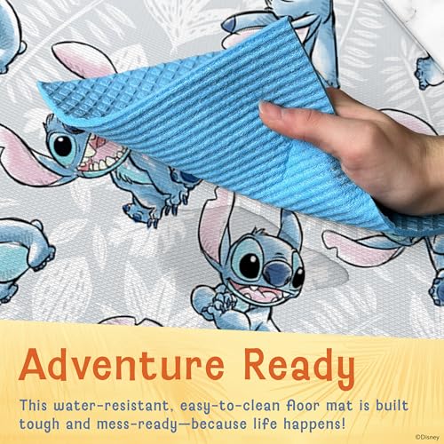 Image of Disney Stitch Anti-Fatigue Kitchen Mats for Floor, 17x47, Non-Slip | 12mm PVC foam cushions feet and back, water resistant, wipes clean, won't compress or crack over time