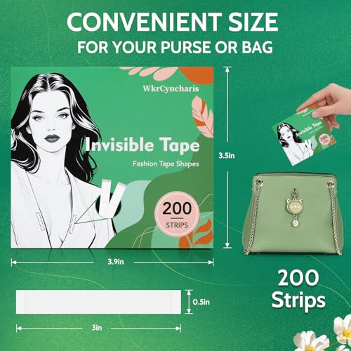 200-Strips Double Sided Tape for Fashion,Tape for Clothes,Clear Tape for All Skin Shades,Fabric Tape to Skin, Provides Strong All-Day Adhesion2