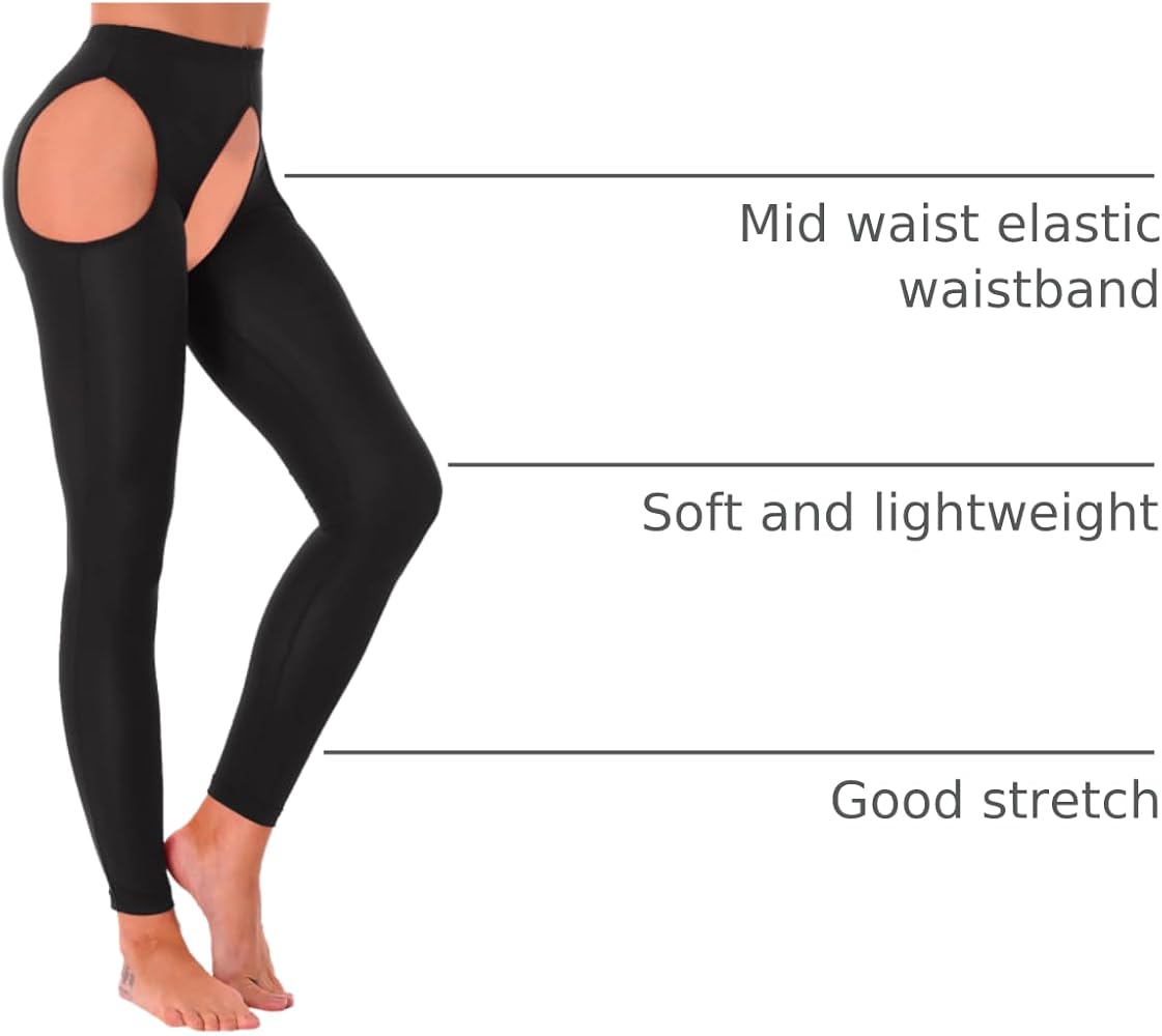 Vxuxlje Women's 70D Shiny Suspender High Waist Tights Hollow Out