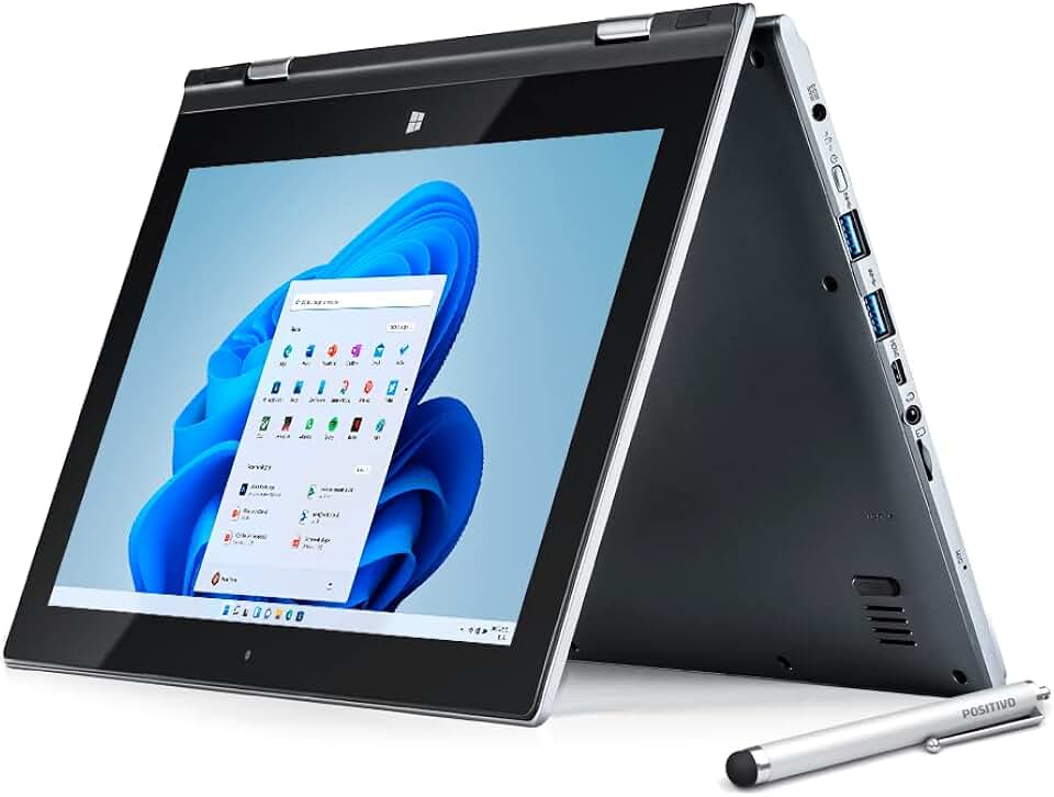 Notebook 2 em 1 Positivo Duo C464C Intel Celeron 4GB de Memória RAM 64GB de Armazenamento 11.6" IPS Full HD touch com caneta Windows 10 Home - Cinza