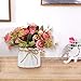 TopSZ Artificial Flowers in Ceramic Vase Sturdy Bottom - Arrangement Wedding Home Party Table Centerpieces Decoration (Silk Rose)
