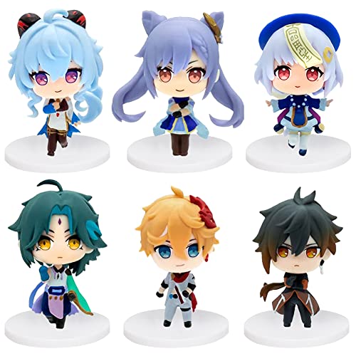 Juego de Mini figuras de Genshin Impact Hilloly 6Pcs Decoración De Pastel Lindos Toppers Mini...