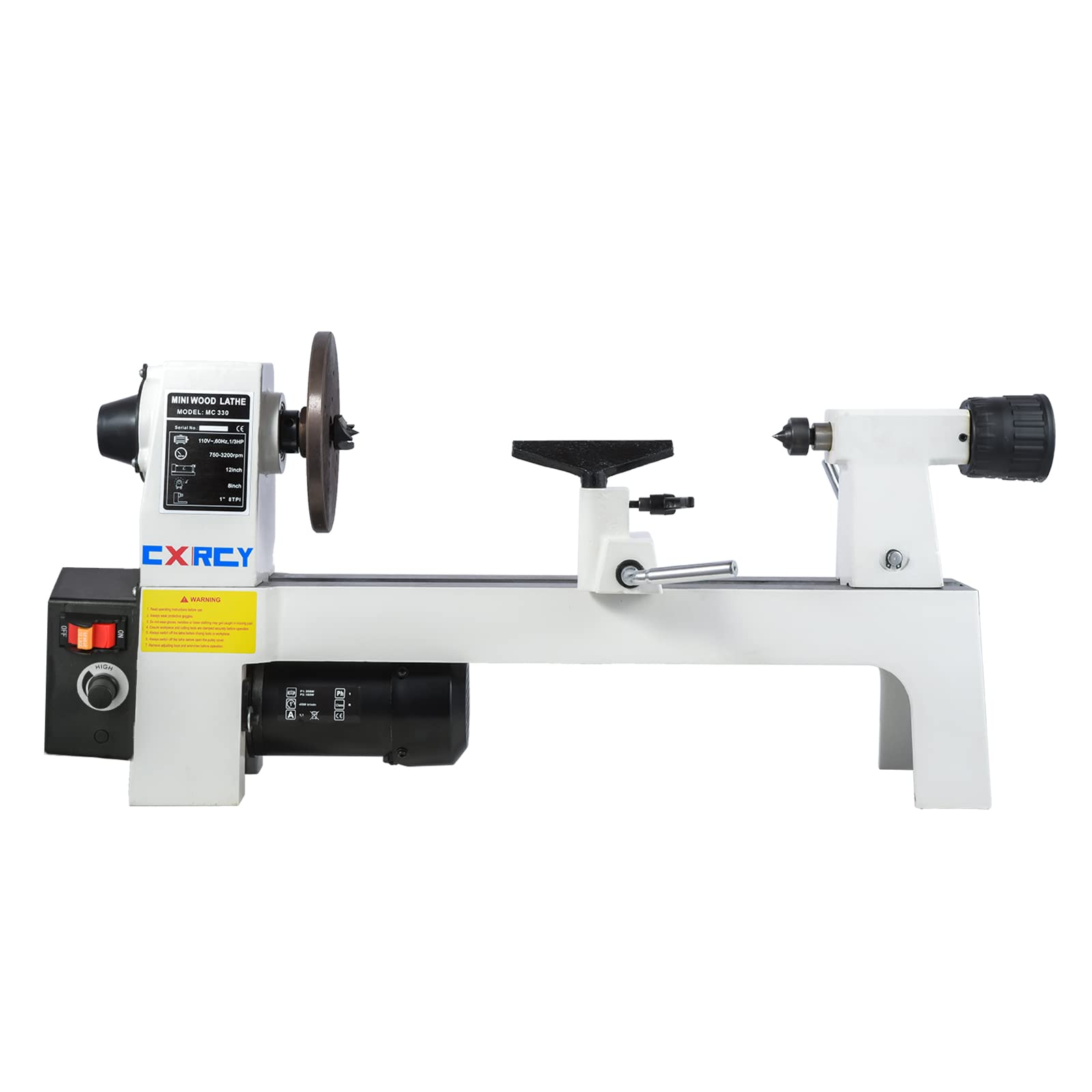 CXRCY 8" x 12" Wood Lathe,Power Wood Turning Mini Benchtop Lathe 1/3