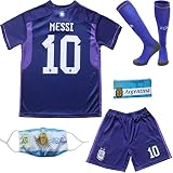 metekoc Argentinien #10 Leo Messi 2022 Welt Trikot/Shorts/Socken für Kinder Jugendgrößen (Navy,24)