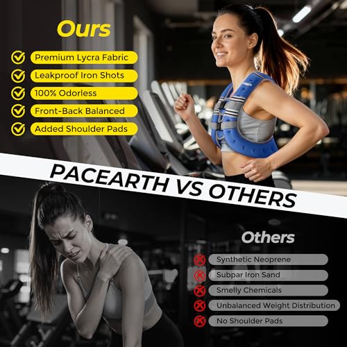 Image of PACEARTH Weighted Vest,6lb /8lb /10lb /12lb /16lb /20lb /25lb /30lb Weight Vest with Reflective Stripe, Body Weight Vests for Women, Men, Weight Loss Workout, Strength Training, Running, Walking, Jogging