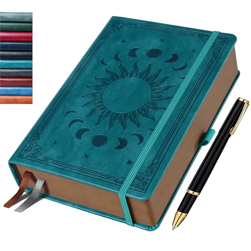 HwxBen Cuaderno Rayado B5 con 360 páginas, papel de 100 g/m², con bolígrafo incluido – Color Verde Mar – Perfecto para estudio, trabajo y journaling diario, diseño elegante y duradero.