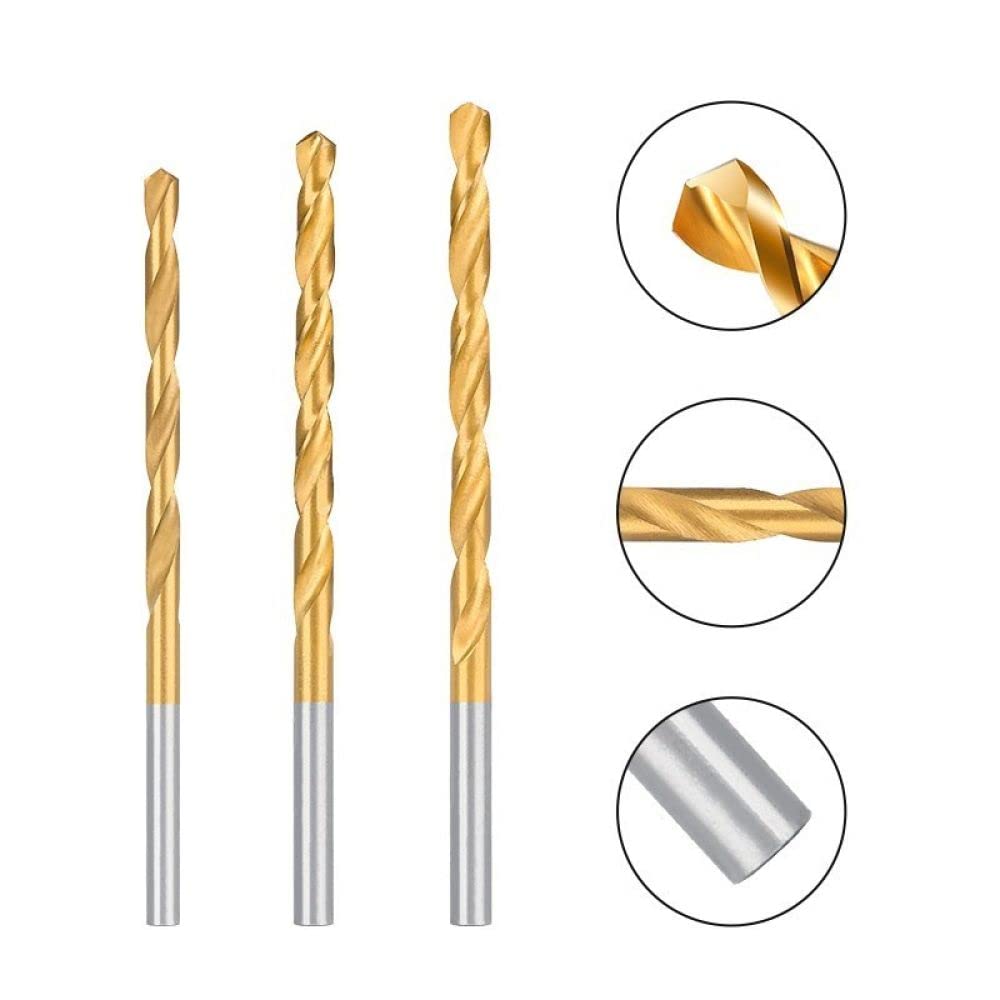 Juego de brocas helicoidales Hss recubiertas de titanio de 170 piezas Herramienta de taladro de 1,0-10 mm para herramientas de carpintería de perforación de agujeros de metal de madera, juego de 170 p