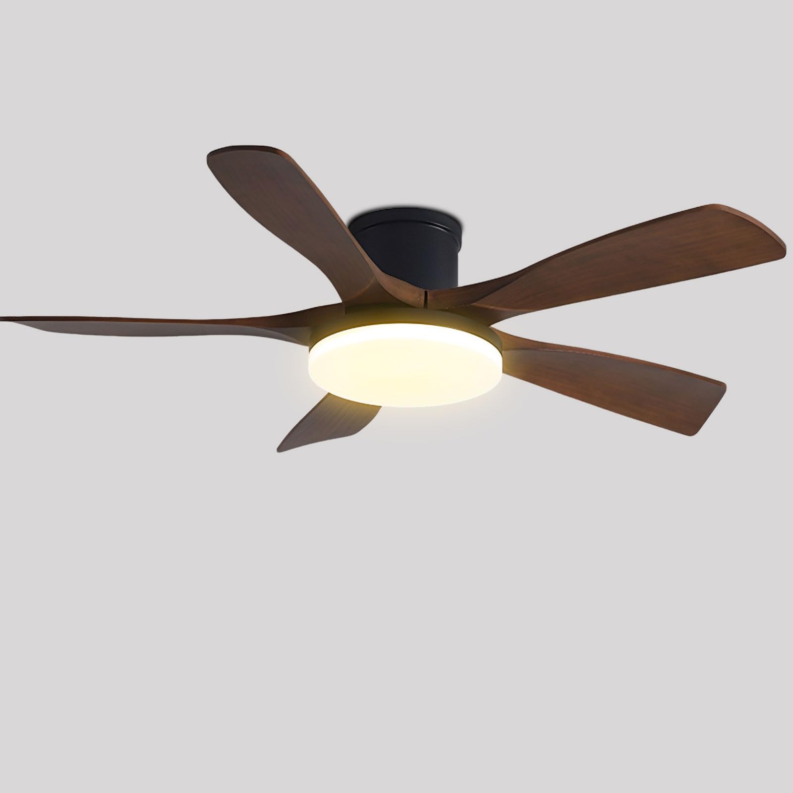 HXYSXHJUO Nordic Indoor Ceiling Fan With Light Dimmable LED Fixtures 6 Speeds Quiet For Bedroom Living Room Restaurant Remote Fans Lights Wood Blades