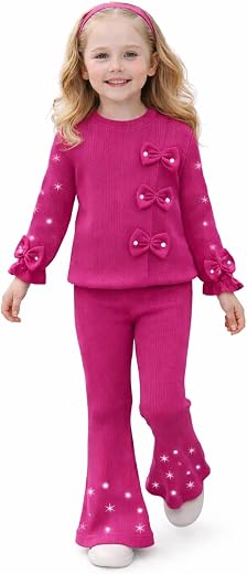 Girls top and plazo set, Hot Pink,Bow Embellished, trending Co ord set for Girl's and kids daily wear
