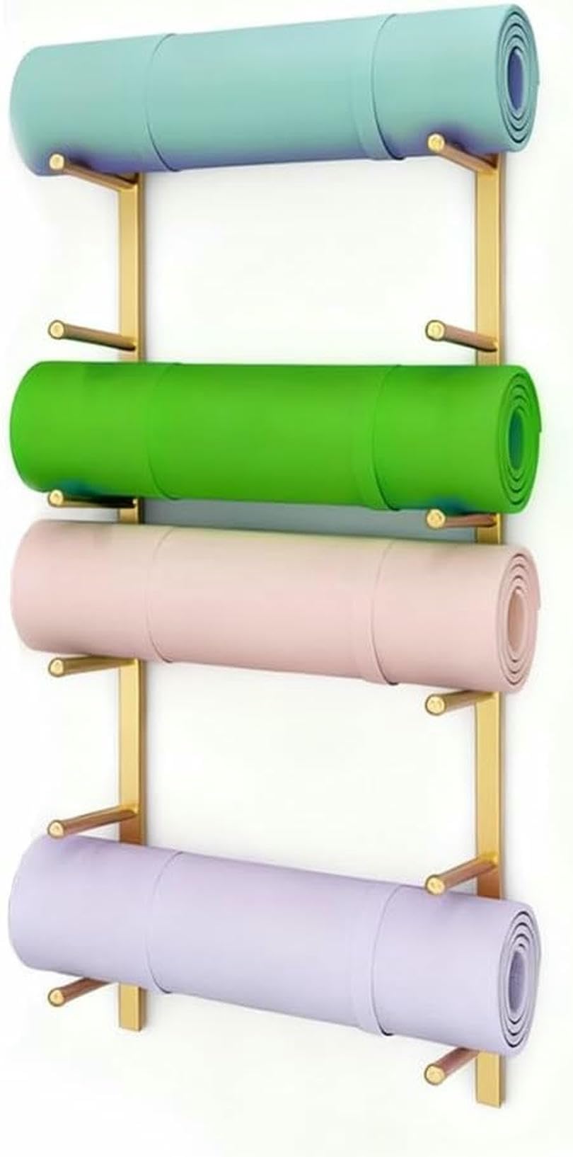 Soporte de pared para esterilla de yoga, estante de almacenamiento de metal multicapa para uso doméstico y estudio
