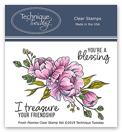 Fresh Peonies Clear Stamps | Photopolymer Stamps - Clear Rubber Stamps | Stamps for Card Making