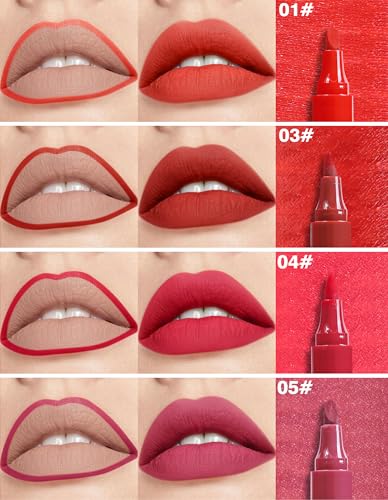 Jutqut Matte Lip Stain Marker, Langanhaltender Lippenkonturenstift, Wasserfest Tattoo Lipliner, No-Transfer & Natürlicher Lip Tint Marker, Permanent Lipliner Pencil, Hochpigmentierter Liggloss #05 – Bild 6